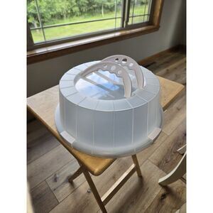 Cupcake Cake Food Stand Holder Display Pan Metal w Lid Handles Portable Home